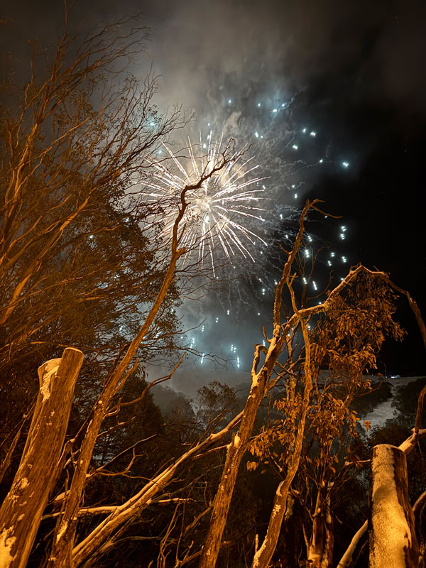 fireworks at ripparoo ski lodge falls creek